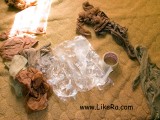 Quick selfbondage set - pantyhose, plastic bags, sticky tape