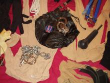  hood, chains, cuffs, ball and sheath.JPG thumbnail