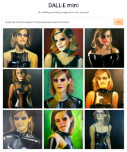  dallemini_oil portrait of emma watson in transparent latex catsuit and corset-01.png