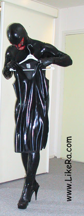 Man in latex catsuit and mask