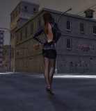 Dark street. Latex. Seamed pantyhose.