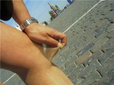 The Red Square, a man, shorts and pantyhose