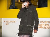 Winter parka and 7cm of lilac pantyhose
