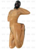 transparent latex bondage doggy bodybag suit