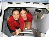 stewardesses in shiny pantyhose