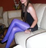 Blue shiny pantyhose