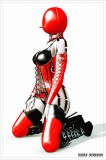 latex inflatable hood stockings corset art