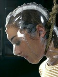 breath control bondage transparent plastic hood
