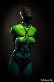 The art of latex zentai and single-glove rope bondage