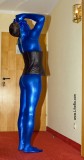 My first shiny blue metallic zentai suit