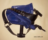 Blue rubber shorts with anal and balls sheaths