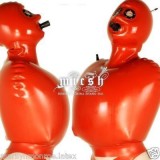 Cover-all latex sleeveless and inflatable suits for self-bondage. Part III