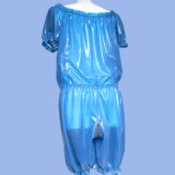 Erection of the day. Transparent latex baggy clothes.