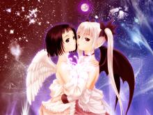  Konachan.com - 2119 2girls angel choker demon nude taka_tony wings yuri.jpg