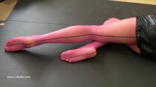  shiny_pink_pantyhose_back_seams_leather_shorts_IMG_E6330.jpg thumbnail